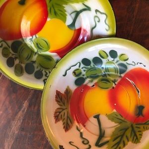 Two vintage enamel bowls
